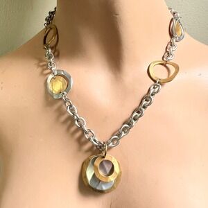 Premier Designs Mixed Metal Geometric Chunky Chain Necklace 18-22 In Adjustable